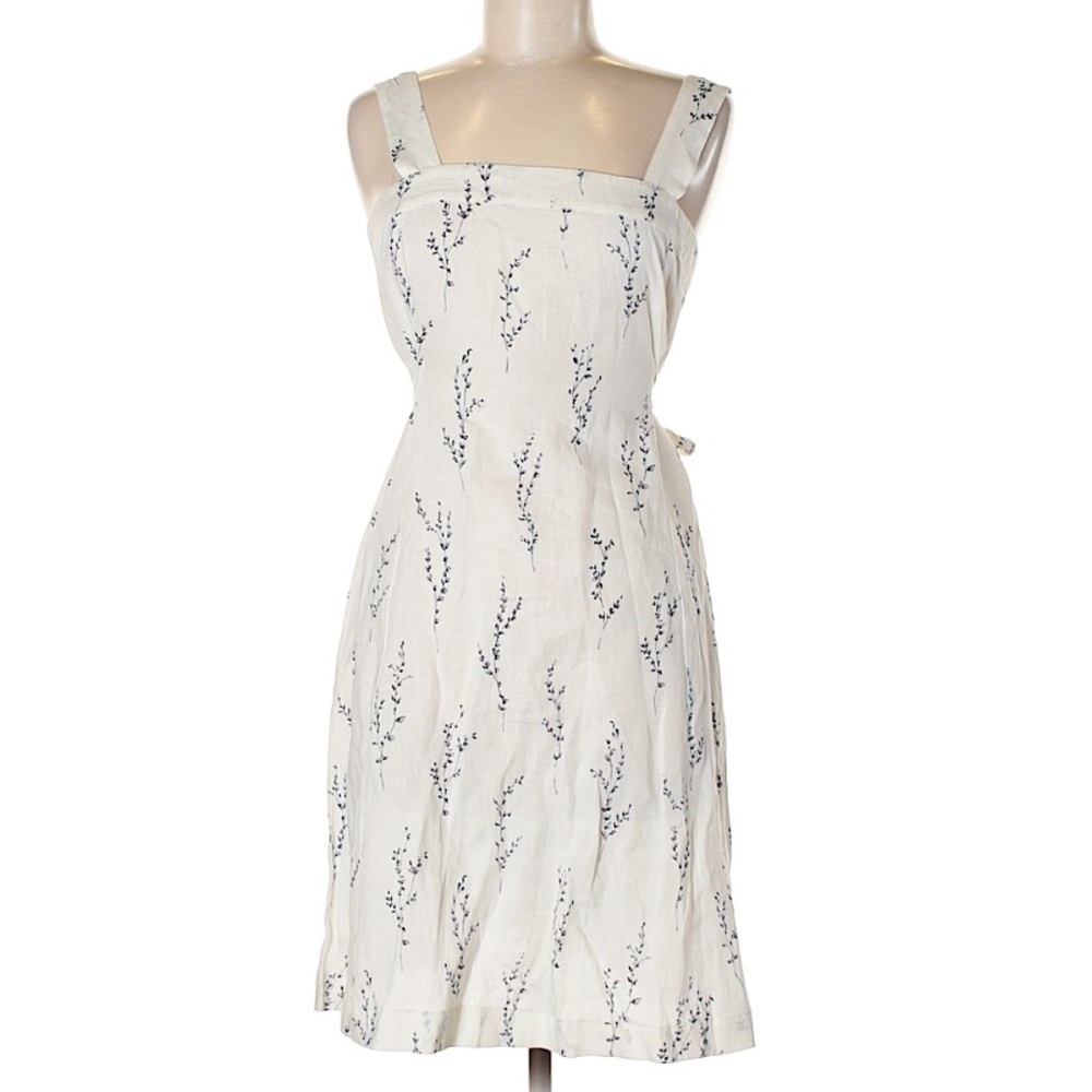 MaxMara Weekend 💯 linen white floral dress belted tie 6